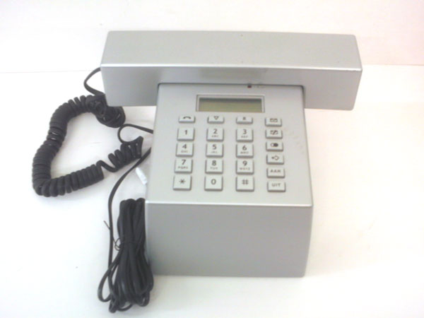 Bouvrie designer phone in silver or red/working order Bouvrie designer phone in silver or red/working order