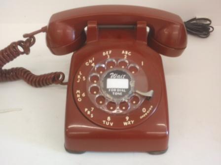 Red American plastic retro dial phone